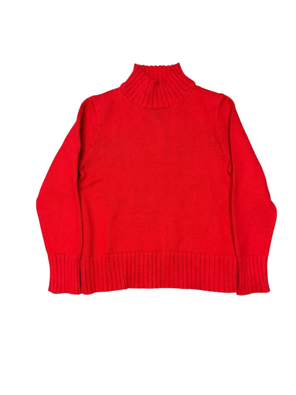 J Crew Sweater Womens Medium Red 100% Cotton Turtleneck Raglan Knit Pullover Top